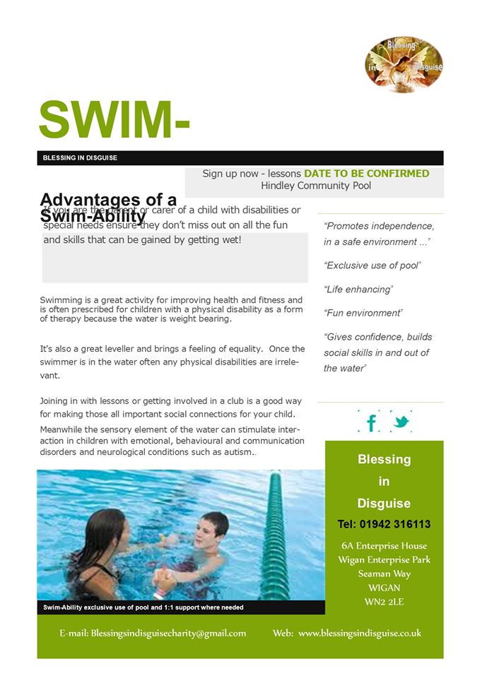 BlessingBID's tweet image. Swim-Ability sessions are back for children and young adults with life limiting illnesses and disabilities.
If you have not been part of the 'Swim-Ability' journey already and would like to register your child to learn to swim or gain confidence, please get in touch.
#SwimAbility