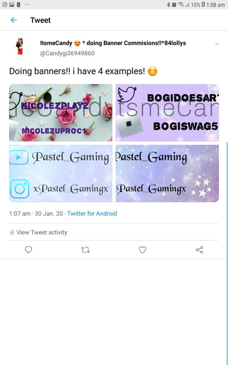 user051108's tweet photo. im doing banners!!
Prices-
Without GFX
500 adopt me cash
5000 bloxburg cash
5 robux
with gfx!
1000 adopt me cash
10000 bloxburg cash
10 robux
If u dont have a gfx also making for 10 robux!
#playadoptme #adoptmetrades #bannersfortwitter #doingbanners #notgoingfirst #Dmtobuy πβ€ https://t.co/d1XoDulg9K