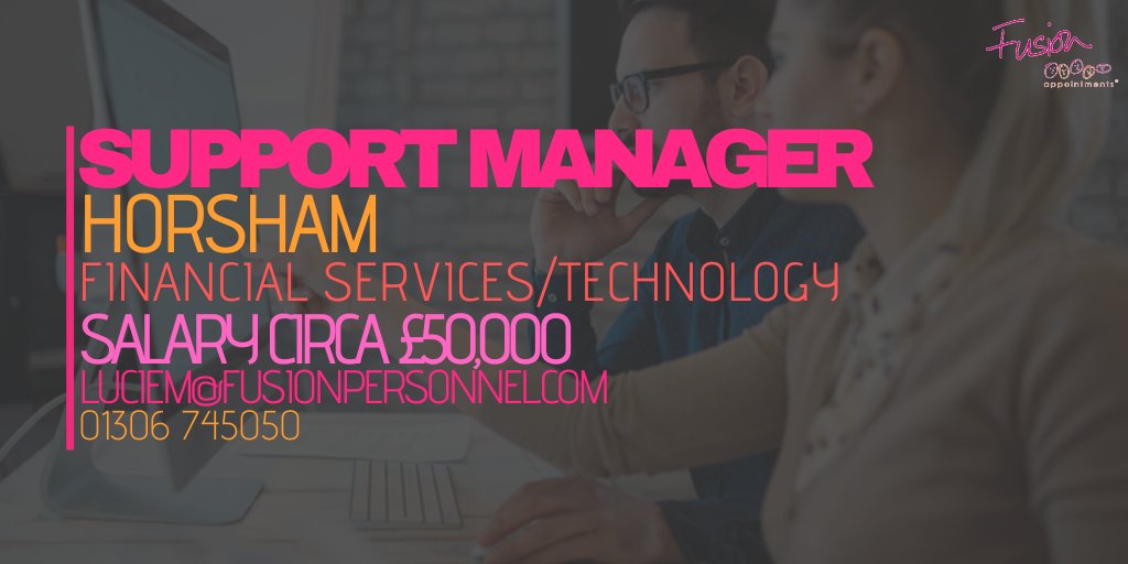 FusionApDorking's tweet photo. FINTECH/ FINANCIAL SERVICES ** UP TO £50,000 ** MUST HAVE EXPERIENCE IN TEAM MANAGEMENT, 1ST/2ND LINE SUPPORT &amp; ESCALATED ISSUES!

GET IN TOUCH FOR MORE DETAILS!

LucieM@fusionpersonnel.com
01306 745050

#FusionJobs #FusionAppointments #Horsham #WestSussex #WestSussexJobs https://t.co/vI2jaP1R7D