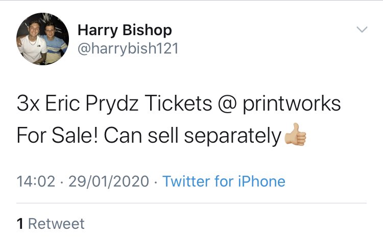 Scambusters4's tweet photo. Harry Bishop / harrybish121 scamming Eric Prydz tickets at Printworks in London https://t.co/RmxHbMpUUb