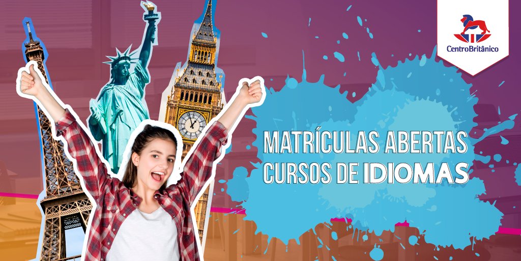 CentroBritanico's tweet photo. A melhor maneira de aprender idiomas é a sua, vem pro CB! Matrículas e Rematrículas abertas para 2020 nos cursos de Inglês, Francês, Espanhol, Italiano, Alemão e Português para Estrangeiros.

Procure a unidade mais próxima: https://t.co/VUlFdpLxK9 https://t.co/Hhx2632imT
