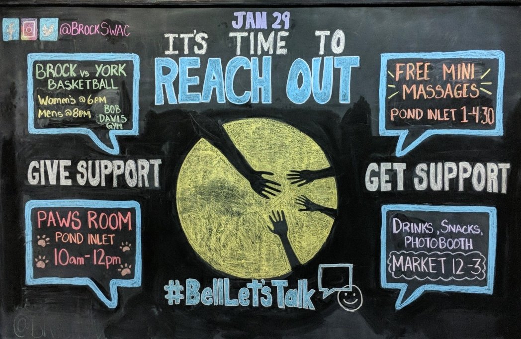 BrockUniversity's tweet photo. Today is #BellLetsTalk day! Let's join the conversation to help end the stigma towards mental health. Visit https://t.co/VA63WI5bri to learn more about the many mental health initiatives planned across #BrockU today. https://t.co/7zOvF3CrlC