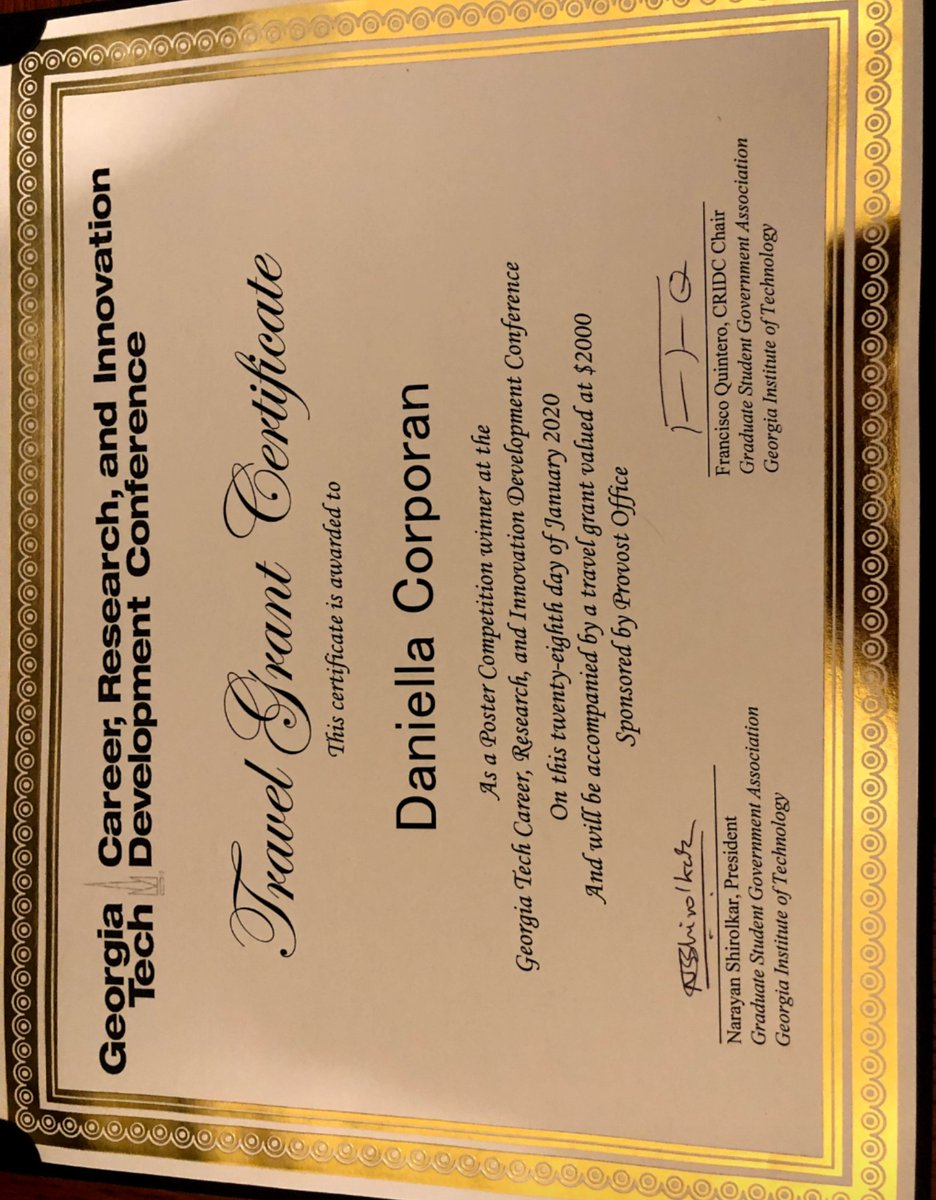 padalalab's tweet photo. Congratulations to 5th year BME PhD student Daniella, for winning the poster competition and a travel award at the GT career, research and innovation conference @BME_GT_Emory https://t.co/qpQBKopbmA