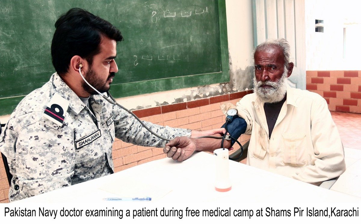 ThePakistanArmy's tweet photo. With an aim to provide better medical facilities and create awareness on health issues, Pakistan Navy in collaboration with Sahil Welfare Association and Ulphat Foundation established Free Medical Camp at Shams Pir Island, Karachi. https://t.co/yoLBGCv1t0