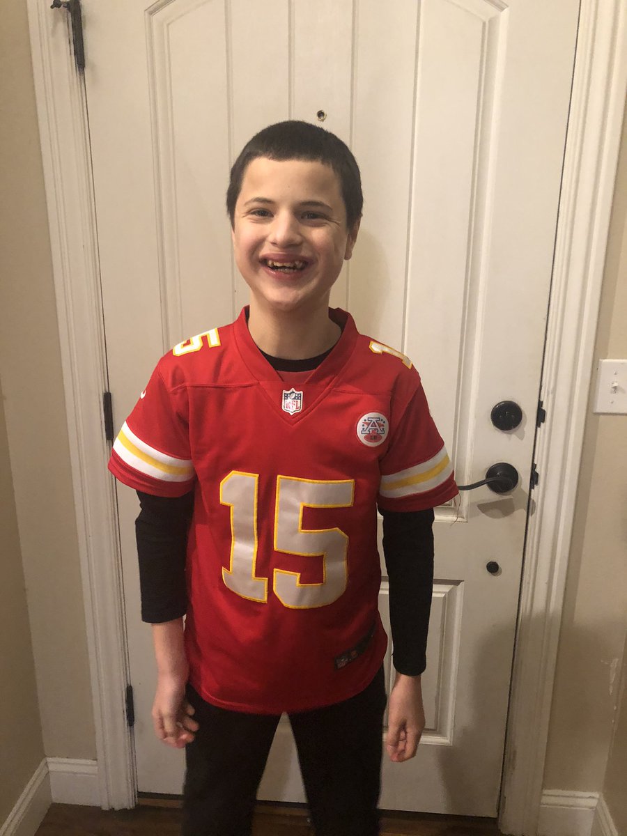 FlatCaleb's tweet photo. Super Bowl spirit week. Today is Chiefa wear Wednesday. I think Caleb scored a touchdown with his chiefs wear. Go Chiefs. 🏈🚓👮🏻‍♂️❤️ https://t.co/TZhhElQn7I