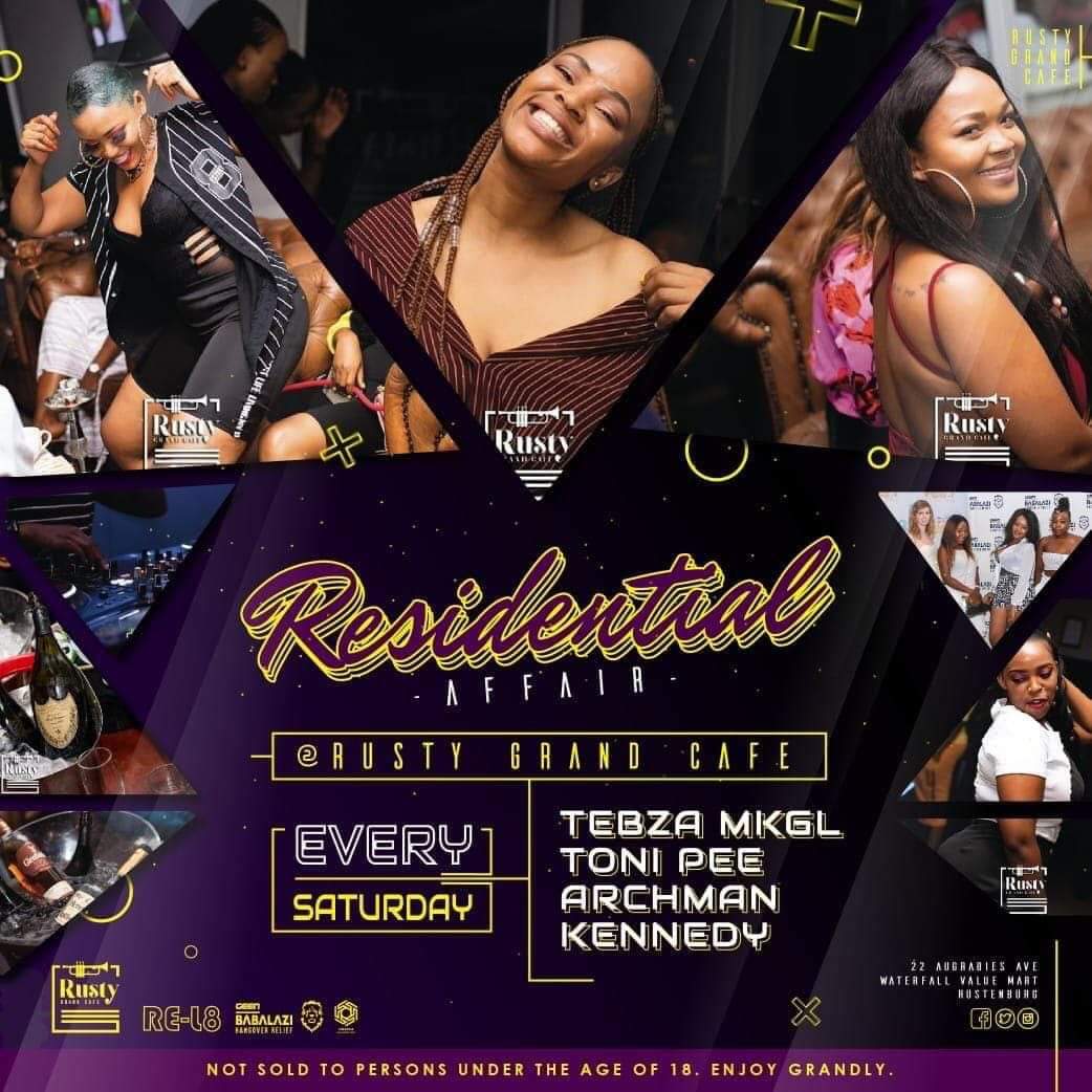 Abuti wadi solar ๐๐ฒ๐ก (@bulliano7) on Twitter photo Saturdays are Residential Affair Nights with <a href="/TebzaMkgl/">Tiisetso Mkglโ๏ธ</a> <a href="/ToniPee_SA/">#prettywoman</a> Archman, Kennedy & BDK at <a href="/CafeRusty/">#RustyGrandCafe</a> so weee daaanceee ๐บ๐พ๐ Saturdays are Residential Affair Nights with <a href="/TebzaMkgl/">Tiisetso Mkglโ๏ธ</a> <a href="/ToniPee_SA/">#prettywoman</a> Archman, Kennedy & BDK at <a href="/CafeRusty/">#RustyGrandCafe</a> so weee daaanceee ๐บ๐พ๐