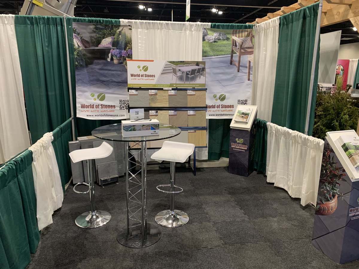 WoS_Chris's tweet photo. All set up and ready for #iLandscape2020. Be sure to stop by booth 838 and see what @WorldoStonesUSA has to offer. #livewithnature
#hardscapelife
#hardscapebrotherhood
#hardscapemafia https://t.co/OahIvxCSqb