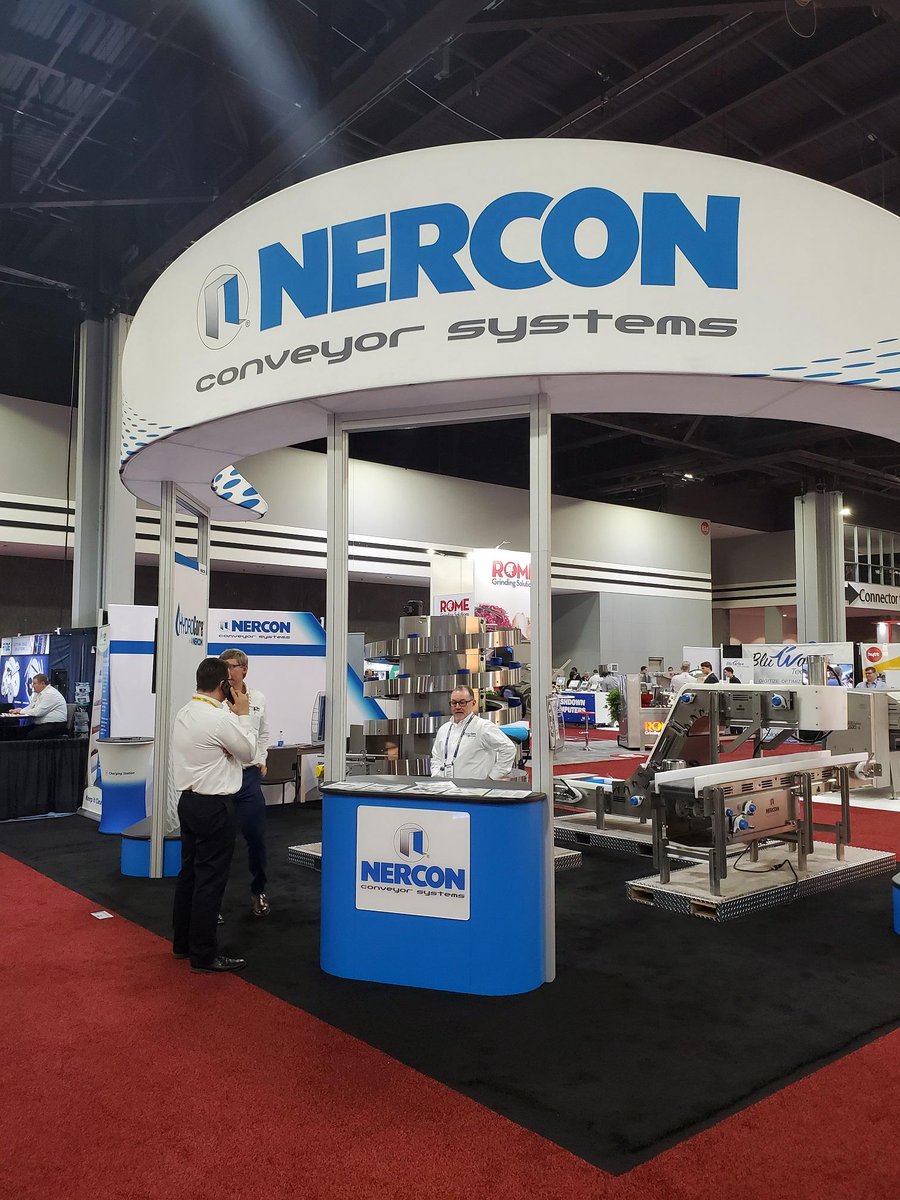 nerconconveyor's tweet photo. Getting ready to start our second day at IPPE in Atlanta.  Booth  5951. Stop by and check out our sanitary conveyor systems. https://t.co/VhJddh69Yu