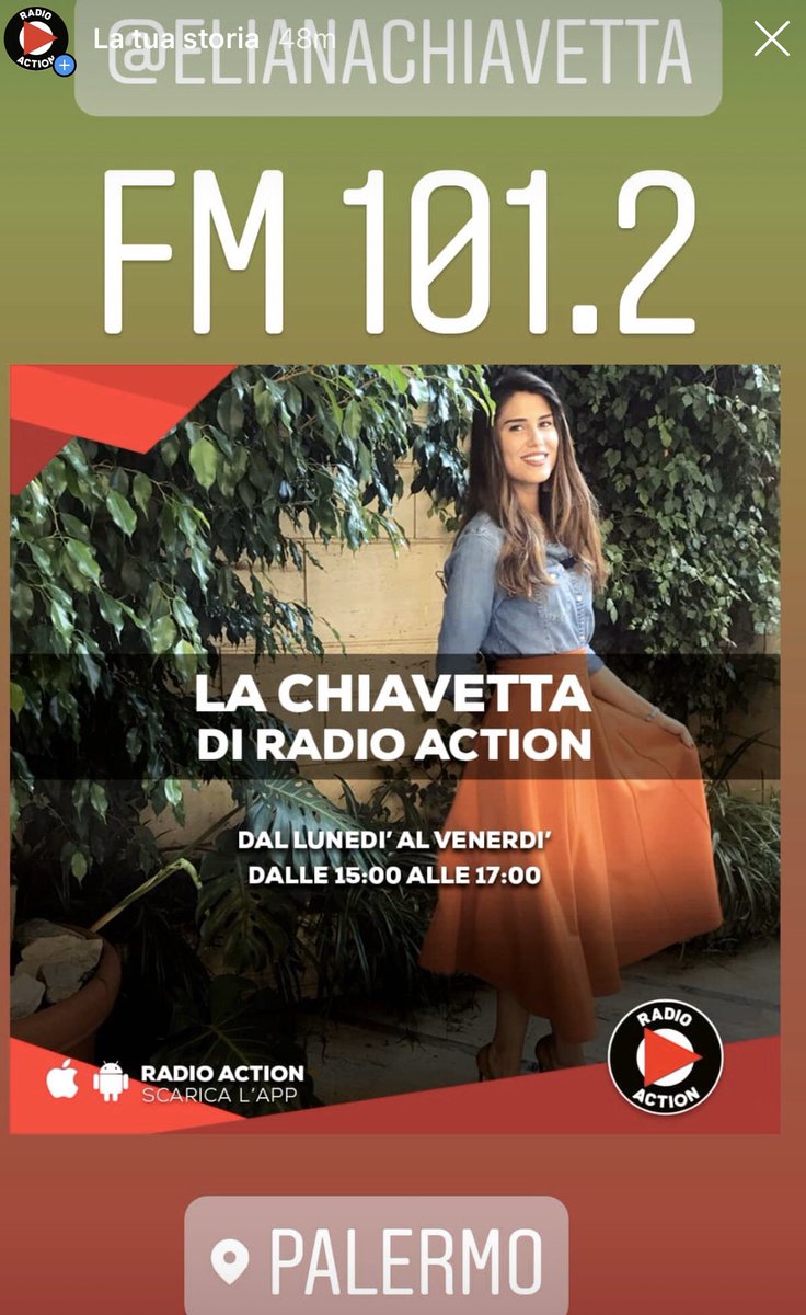 RadioAction101's tweet photo. In diretta con @elianaliotta 
fino alle 17:00 
#radio #action #onair #online #music #diretta #fun #mic #palermo #sicilia https://t.co/eBnZKkRMvO