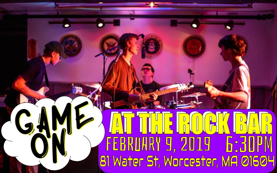 gameonband's tweet photo. We take stage at the Rock Bar on Water Street on Feb 9th at 6:30pm!!! Share with your friends! All ages welcome!!🎸🎸🥁🥁 https://t.co/smwSZUAmfO