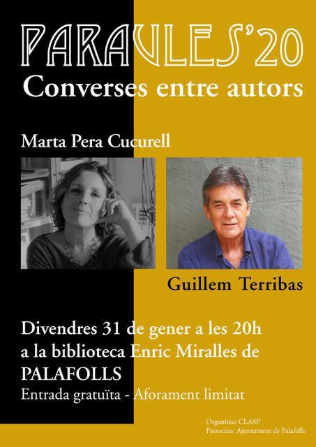 BiblioPalafolls's tweet photo. Aquest divendres a les 20 h "Converses entre autors" amb Guillem Terribas i Marta Pera Cucurell. https://t.co/UfXX27qfyu