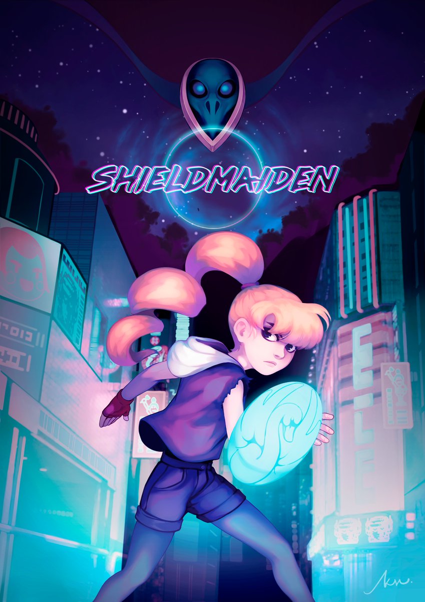 So this is our amazing promo poster made by Karina Nogueira <a href="/todoyamas/">rina 🥞☕🇵🇸</a>

We expect to release this game early this year! "EXPECT" 

#indiegame #indiedev #gamedev #pixelart #ドット絵  #gameart #animation  #madewithunity #aseprite #shieldmaiden