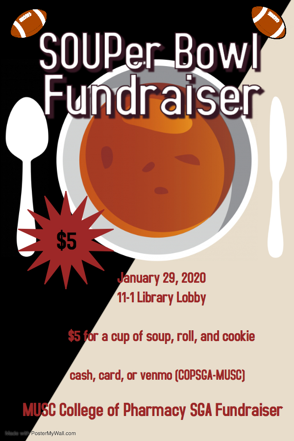 muscspsd's tweet photo. The COP-SGA SOUPer Bowl Fundraiser
today in the Library Lobby from 11-1.
$5 for a coup of soup, roll and cookie!
Cash, card, or venmo accepted. https://t.co/WwkbUX6rMC