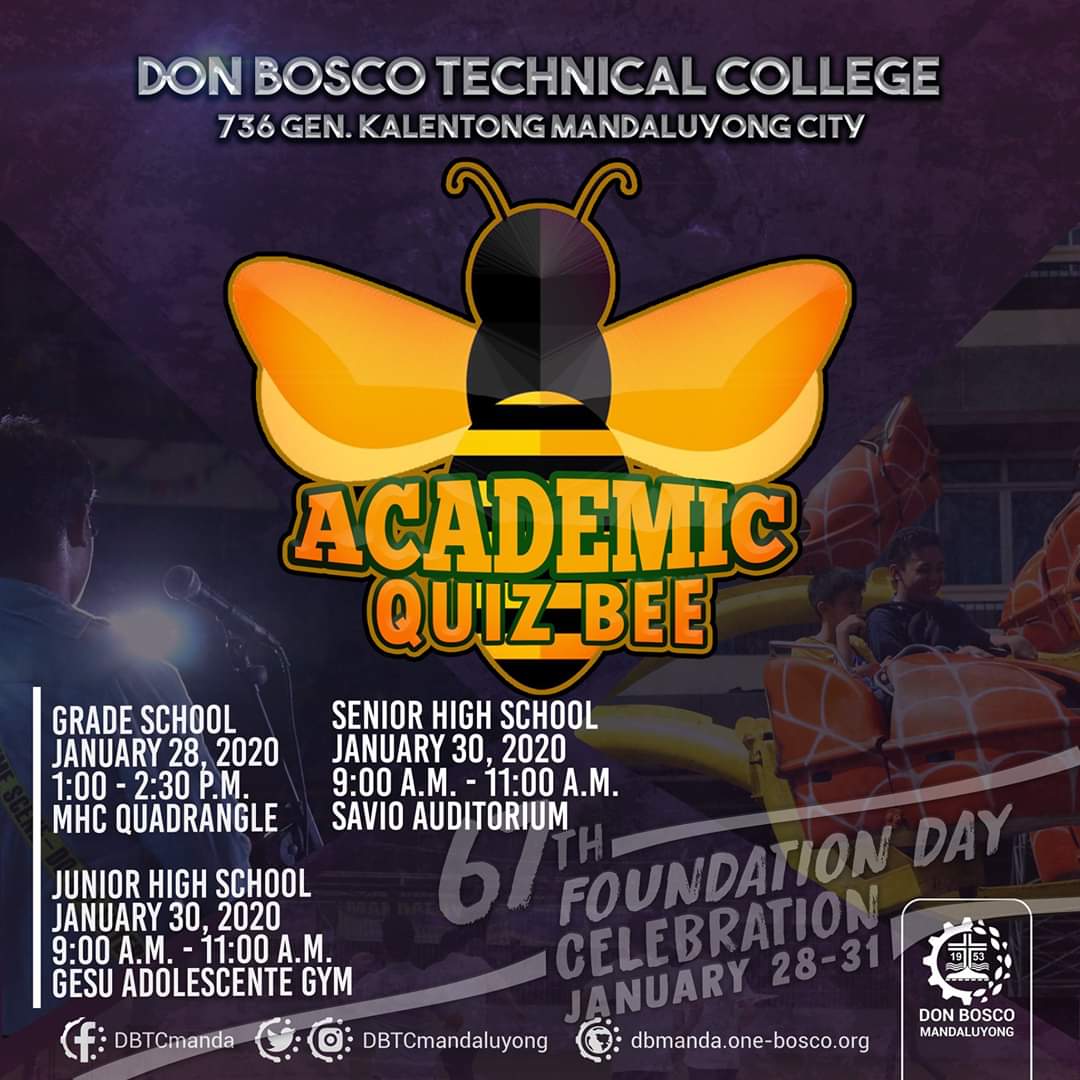 DBTCHSSC's tweet photo. Here is the lineup of activities for the third day of the Foundation Week Celebration! (January 30)

LINEUP ALSO INCLUDES:
•Mr. and Ms. Ideal Bosconian Finals (5:00-6:30pm)  
•Battle of the Bands Semi-Finals (6:30-8:00pm)
•The Voice Finals (12:00-2:00pm) https://t.co/SAI6W34m3o