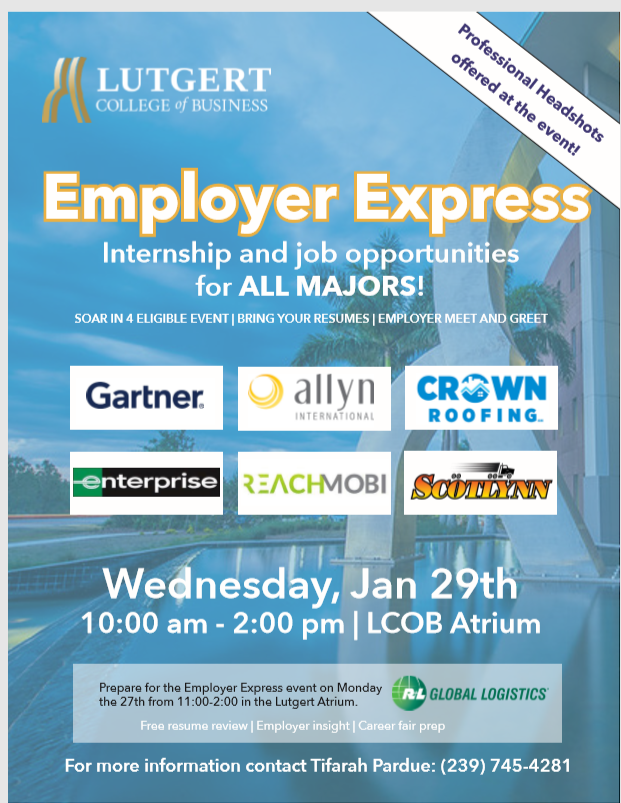 LCOB_Advising's tweet photo. Happening today @fgcu_lcob @FGCUCareer https://t.co/OjJ91Ss6cc