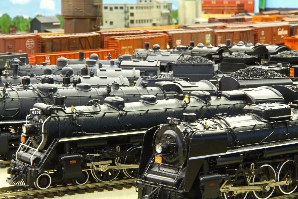 yorkrwymodeller's tweet photo. @nmraonline @TCMRM @nmmrclub @pcrnmra @GardenStateDiv @CayugaValley @GadsdenPacific @SJMRRC @fremodul @trinityriver_tx Our brass locomotives will out pull any of the newer steam locomotives on the layout. Slowly getting steamers converted to DCC, as our layout is under conversion to DCC, as well! #steamrules https://t.co/N32Ff0NkIa