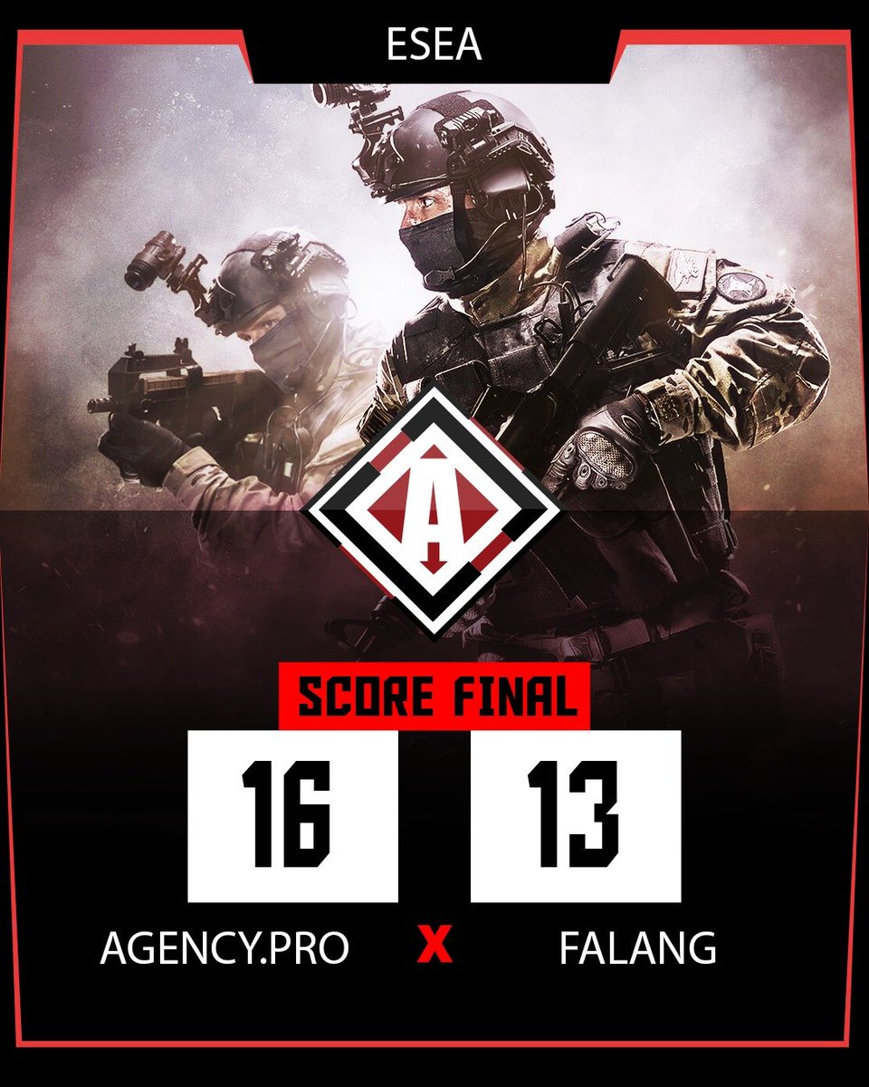 agency_clan's tweet photo. Ontem a nossa equipa PRO ganhou 16-13 🔫 contra os #Falang em mais um jogo para a @ESEA‼
Hoje temos mais jogos com a https://t.co/BVzX7FR7fP a assumir o papel principal 💪.
GO AGENCY 🔴⚪⚫ https://t.co/IXQvSfW1q4
