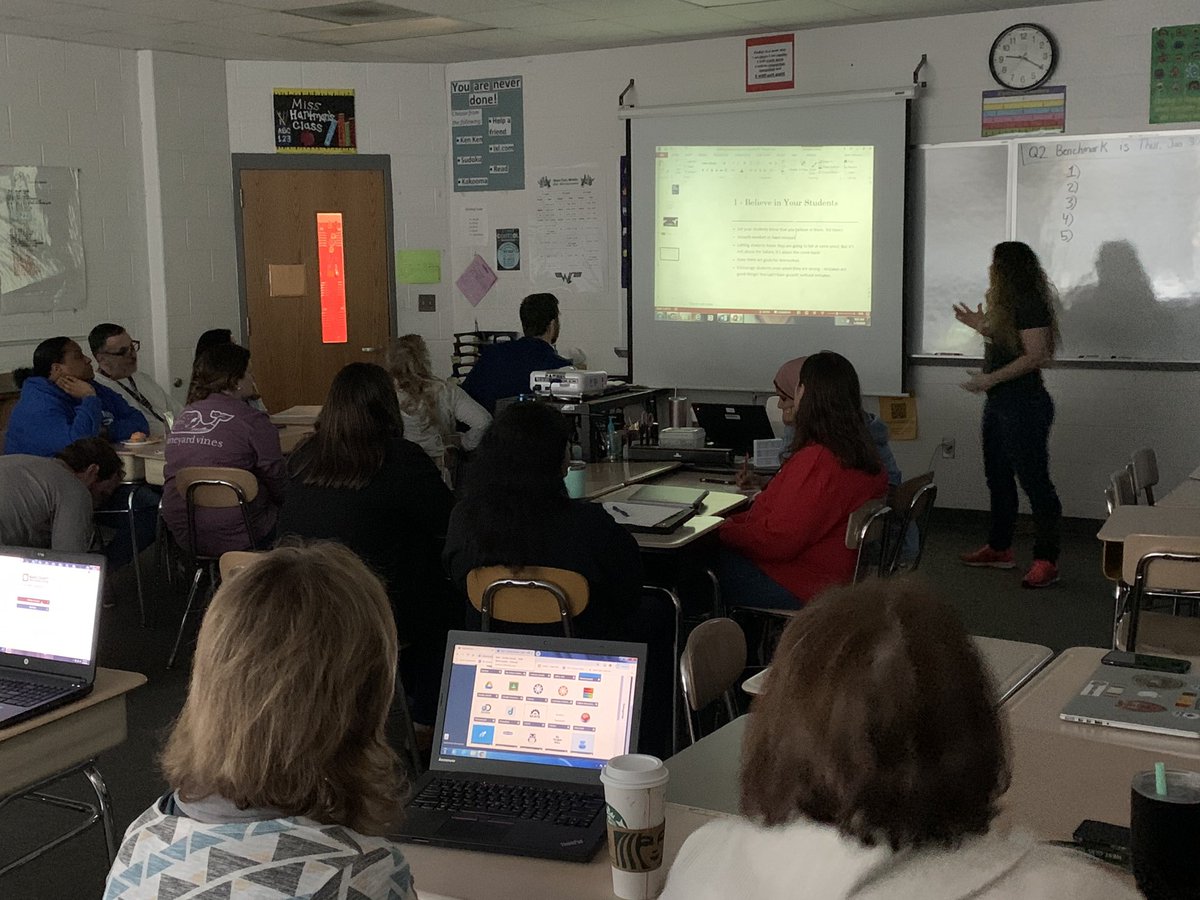 westcaryimps's tweet photo. Love when our teacher leaders step up to lead PD.  Ms. Hartman leads PD on “Building Relationships with Students” while tying in P2 #growthvsfixedmindset #positivityproject #relationshipsmatter https://t.co/E2Ji6O4F7h