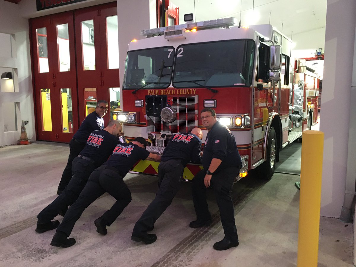 PBCFR's tweet photo. #Firefighters from #Station72 βpushβ their brand new #Engine72 into its home and into service proudly protecting the citizens of Pahokee π¨π»βπ π https://t.co/q3i8AN2clY