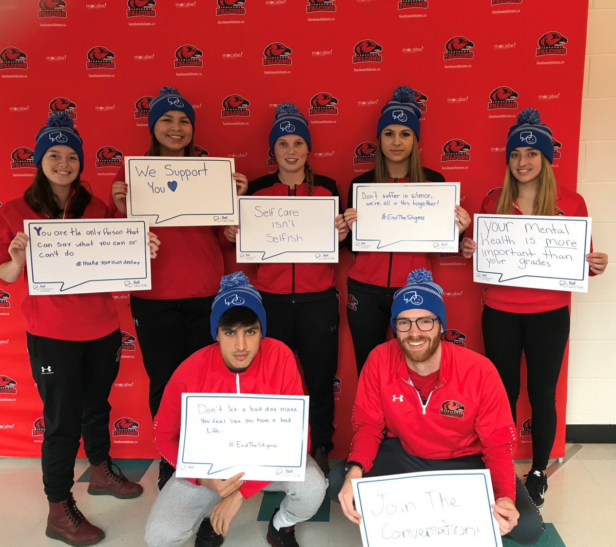 FanshaweFalcons's tweet photo. The Fanshawe Falcons support mental health awareness - together we are stronger! #BellLetsTalk https://t.co/657DVXkNNj