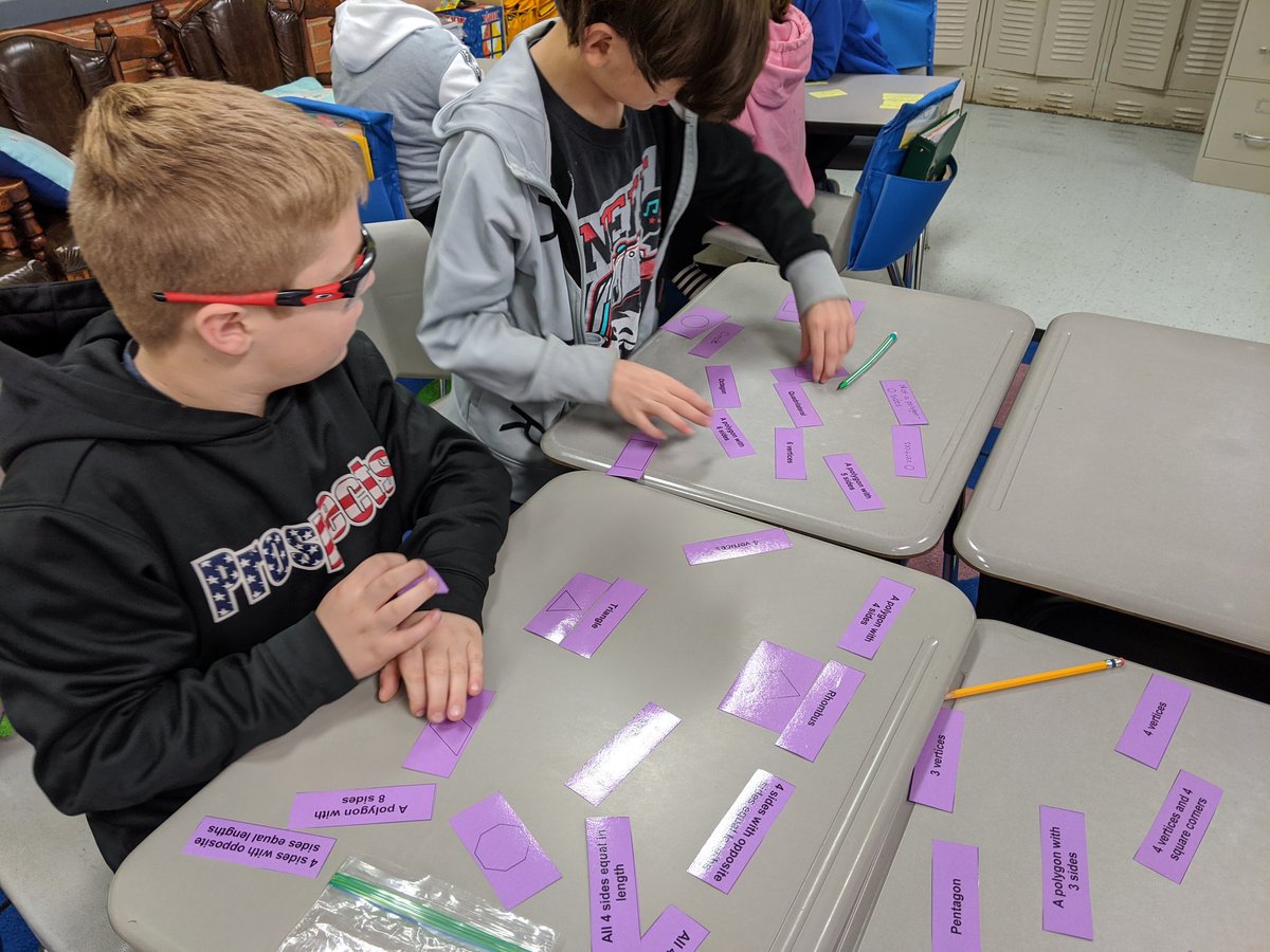 Working together to match 2D figures with their names and attributes. <a href="/fainrockets/">Fain Elementary</a>