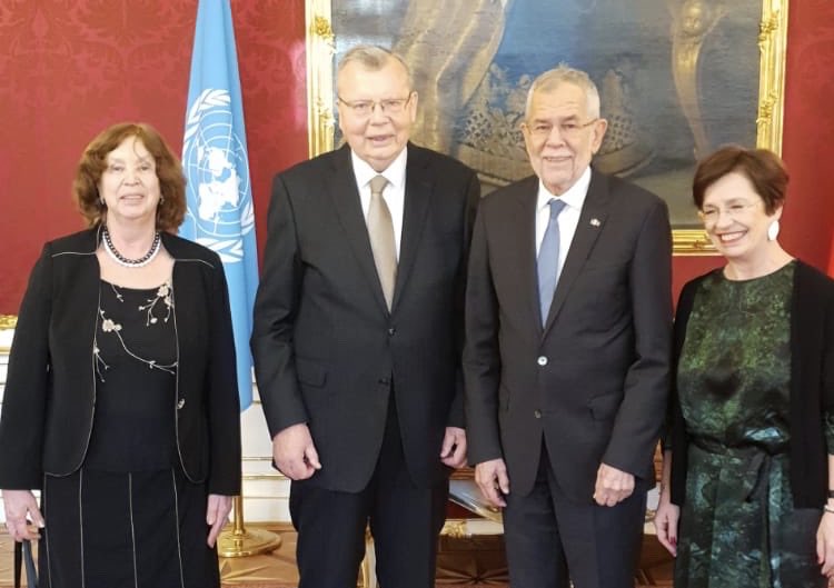 W/ Austrian President Van der Bellen after receiving the Grand Decoration of Honour. Herr Bundespräsident, ich habe es immer gesagt - Österreich u. Wien sind vorbildliche Gastgeber. Es war mir eine große Ehre in diesem UNO Hauptsitz tätig zu sein