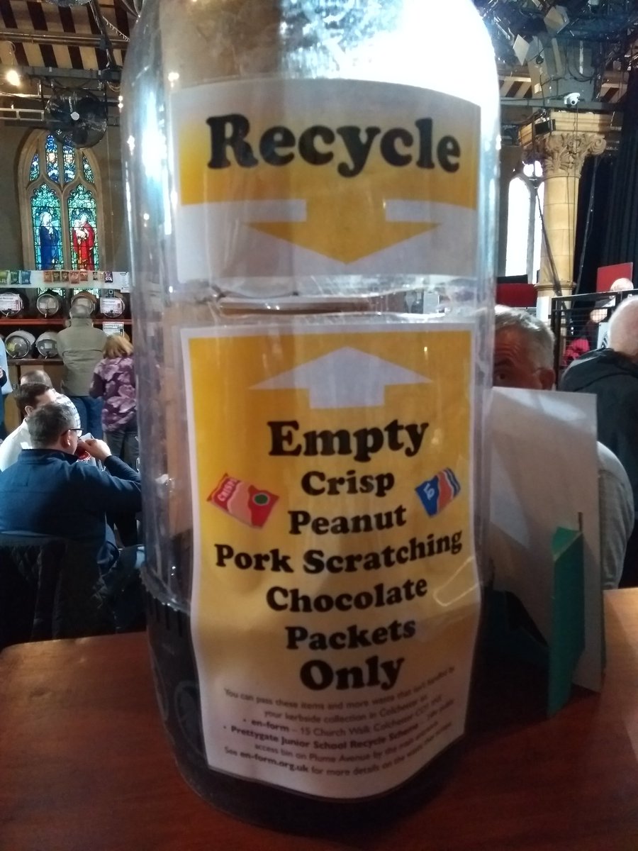 colCAMRA's tweet photo. We're doing our bit for the environment by collecting as many crisp, nut & chocolate wrappers to send off for #recycling. Post your empty wrappers through the slots in our old #keykegs on the bars.
@VisitColchester @enformUK @CAMRA_Official @ActualRadioUK @SuffolkCamra https://t.co/spN0wUkBol