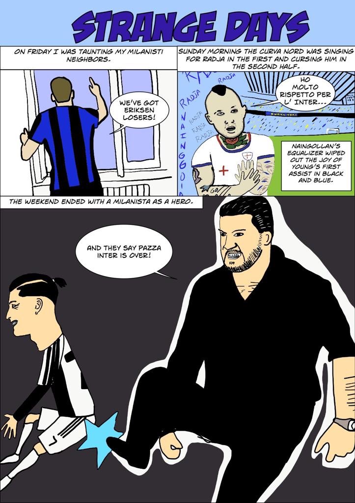 SempreIntercom's tweet photo. 🚨#InterComics🚨

“Strange Days” by @Rugnettanews 

#FCIM #SerieATIM #SerieA #WeAreCalcio #Nerazzurri #ForzaInter #InterFans #Marotta #WelcomeChristian #Nainggolan #Cagliari #InterCagliari #Gattuso #NapoliJuventus #NotForEveryone #ChristianEriksen https://t.co/lFfvczwnPT