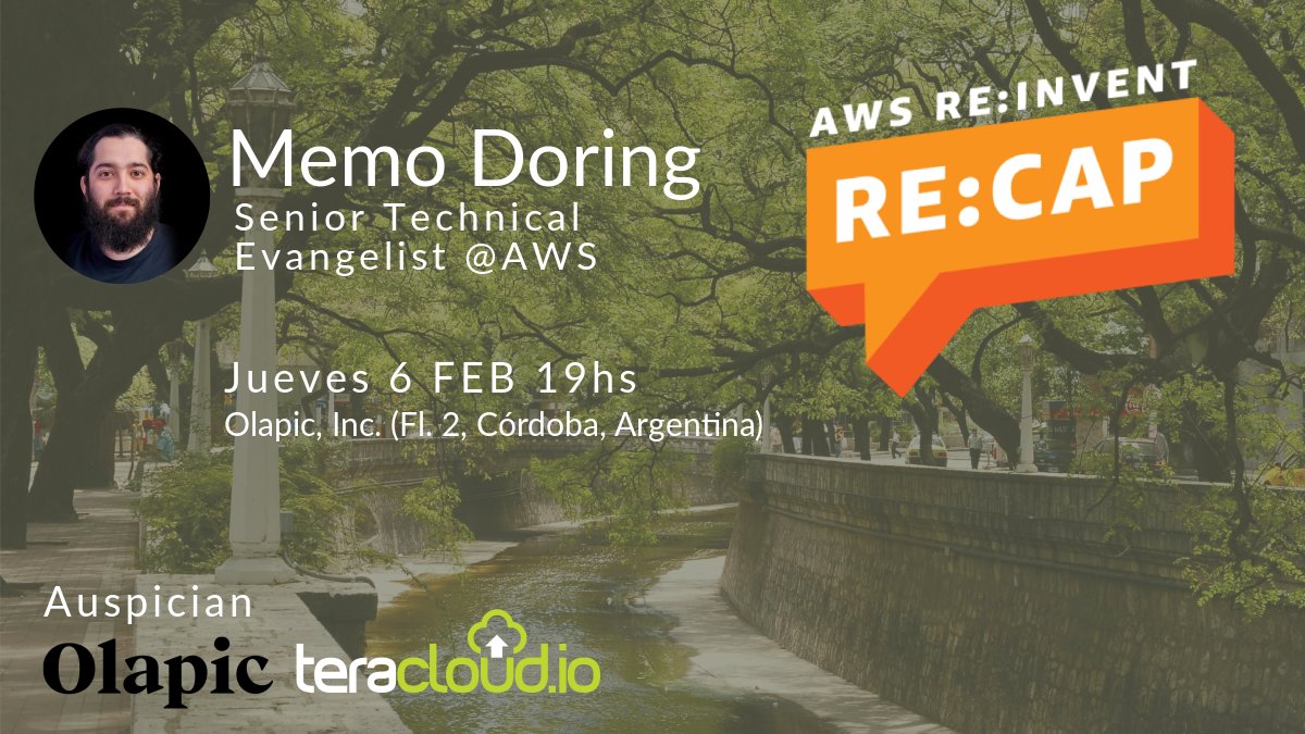 teracloudio's tweet photo. 🙌🏼¡No te pierdas el Rᴇ:Cᴀᴘ de Argentina🇦🇷 en Córdoba!

Evangelistas de #AWS de todo el 🌎mundo te van a contar los lanzamientos del último @AWSreInvent .

¡Te esperamos este jueves 6 de febrero a las 19 hs!

Inscripciones https://t.co/aSJD7AGizG

#AWSLATAM #ReCap #ReInvent https://t.co/56NExBtzPO
