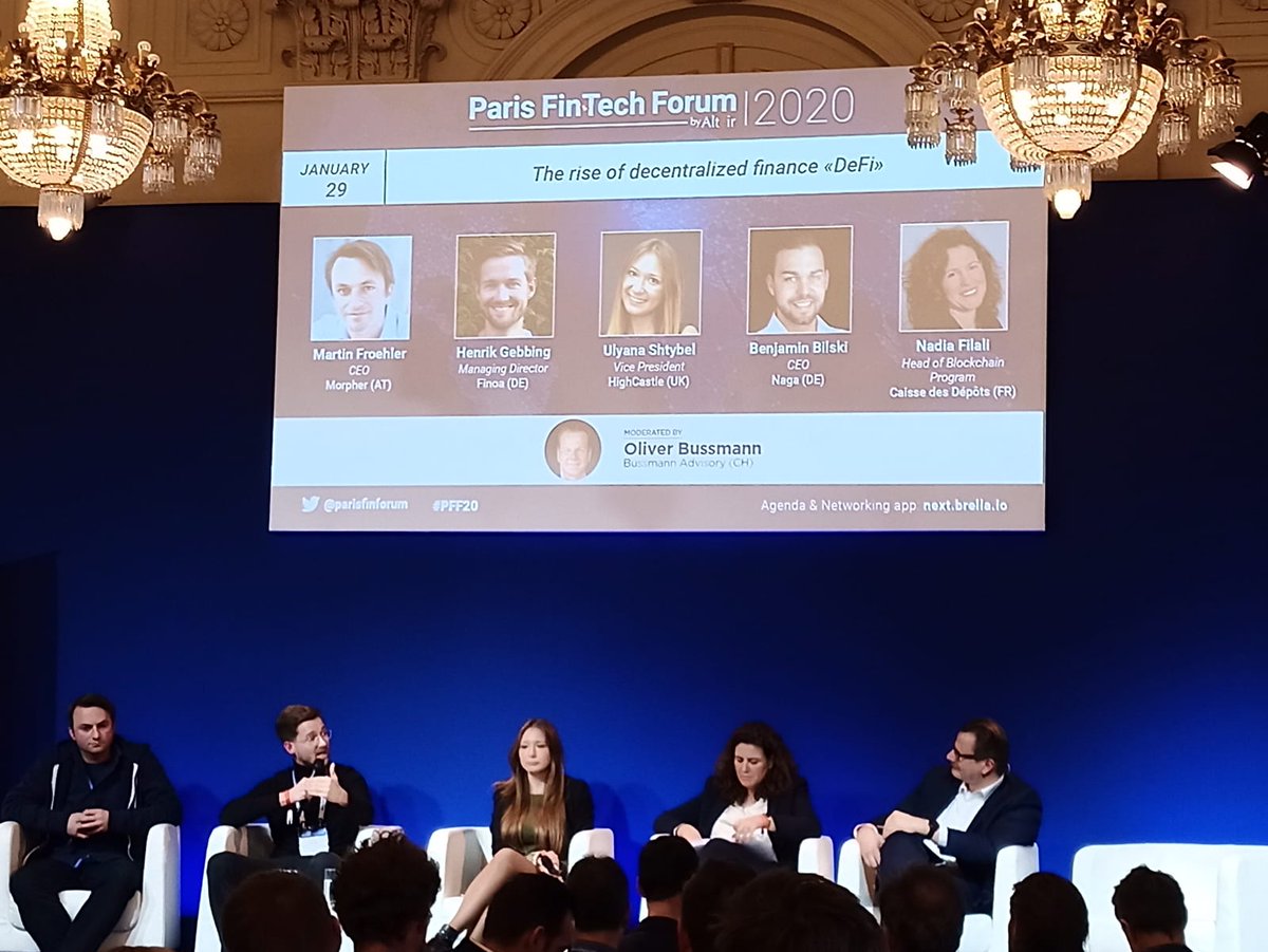 MoneyfoldLtd's tweet photo. Amazing insights on #DeFi from Stage 3 of @ParisFinForum @Finoa_Banking @highcastle_co @morpher_io @caissedesdepots https://t.co/sOBOcwCMVB