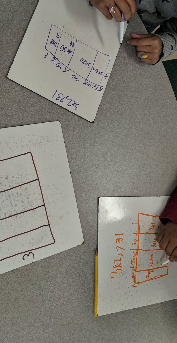Teach_Colorful's tweet photo. Practicing some area models to learn multiplication! #fourthgrade #hcps #math #elementary https://t.co/QWkmjolnQ5