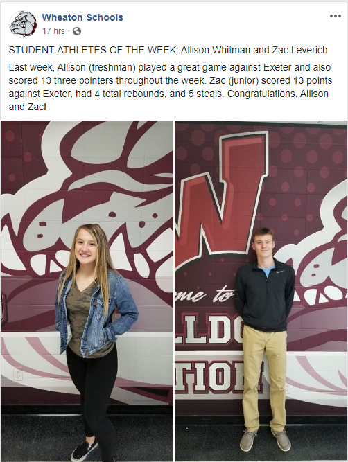 LeverichS's tweet photo. Proud of these two...both strong leaders on the court, serious about their classroom performance and active members of student organizations. #student #WHSDogs #boymom https://t.co/LVq0xLoK6G