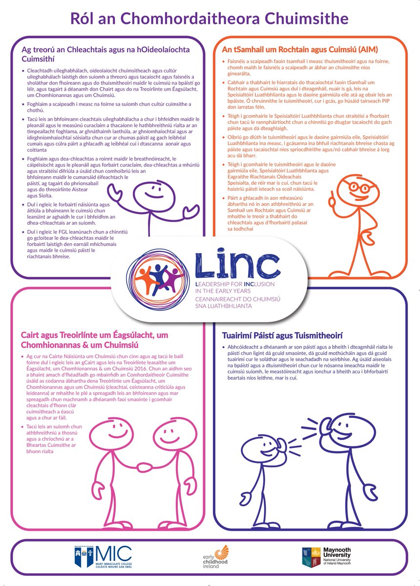 The Role of the INclusion COordinator is now available for download in Irish here: bit.ly/INCO_as_Gaeilge
<a href="/MICLimerick/">Mary Immaculate College (MIC)</a> <a href="/MICEducationFac/">Faculty of Education, Mary Immaculate College.</a> 
#LINC #Irish #irishlanguage #asGaeilge #Naíonra #BecomeAnINCO