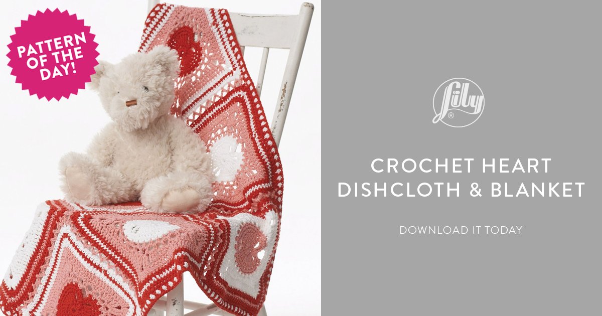 #Crochet a #heart motif individually as a #dishcloth, or combine many to complete a heart-themed #blanket.
Get the pattern of the day: bit.ly/2uHdOs8
#LilySugarnCream