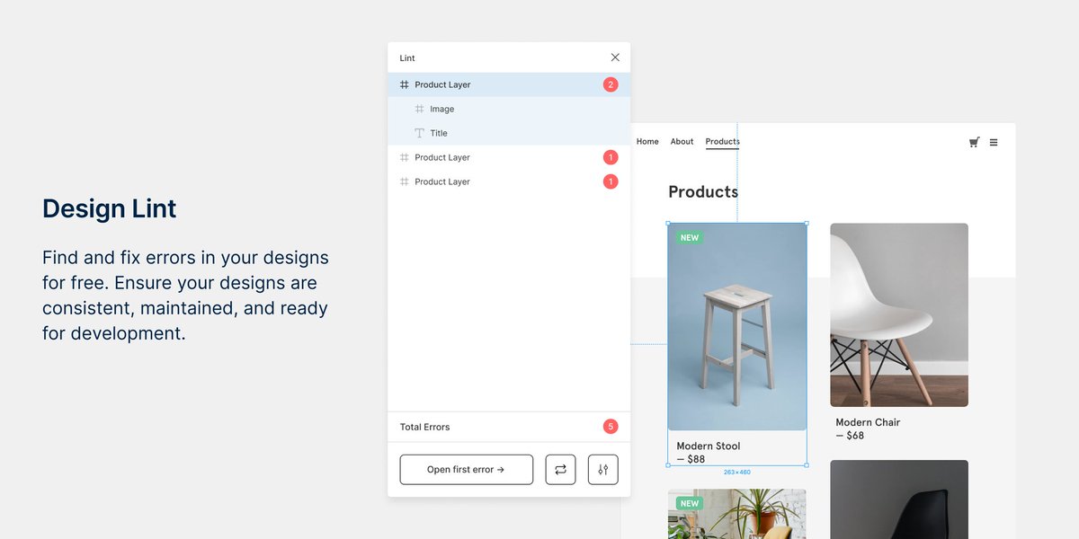 Design Lint — Find and fix errors in your designs for free. Design Lint finds missing styles within your designs on all your layers. Ensure your designs are ready for development or design collaboration by fixing inconsistencies. While it's running,…
figma.com/c/plugin/80119…