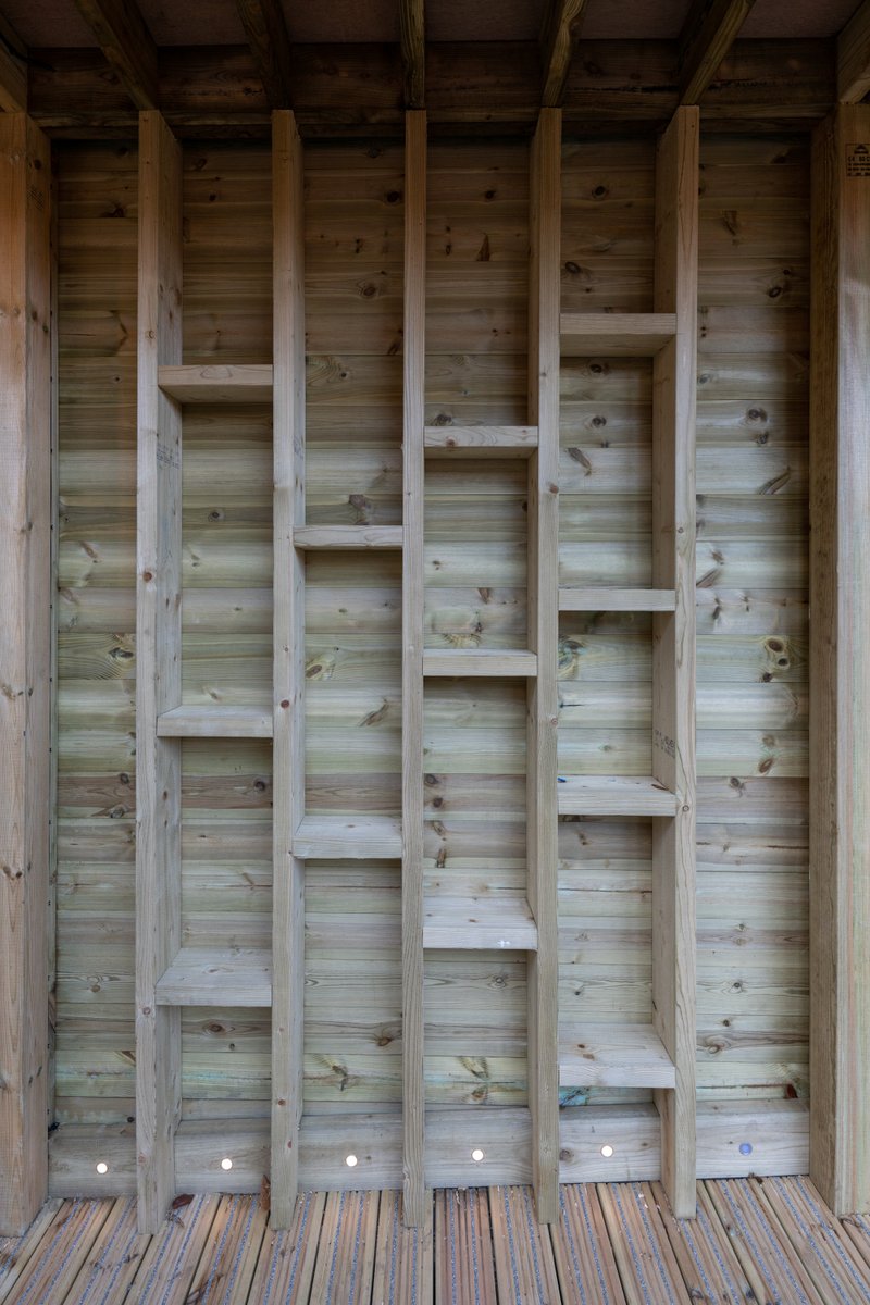 HarmerFitz's tweet photo. Timber frame connecting structure, fab little project @cliftonlearning @stpetersyork #earlyyears #wood #outdoorlearning #york #architecture #timberframe @timcornbill https://t.co/3eLYJjdSeC