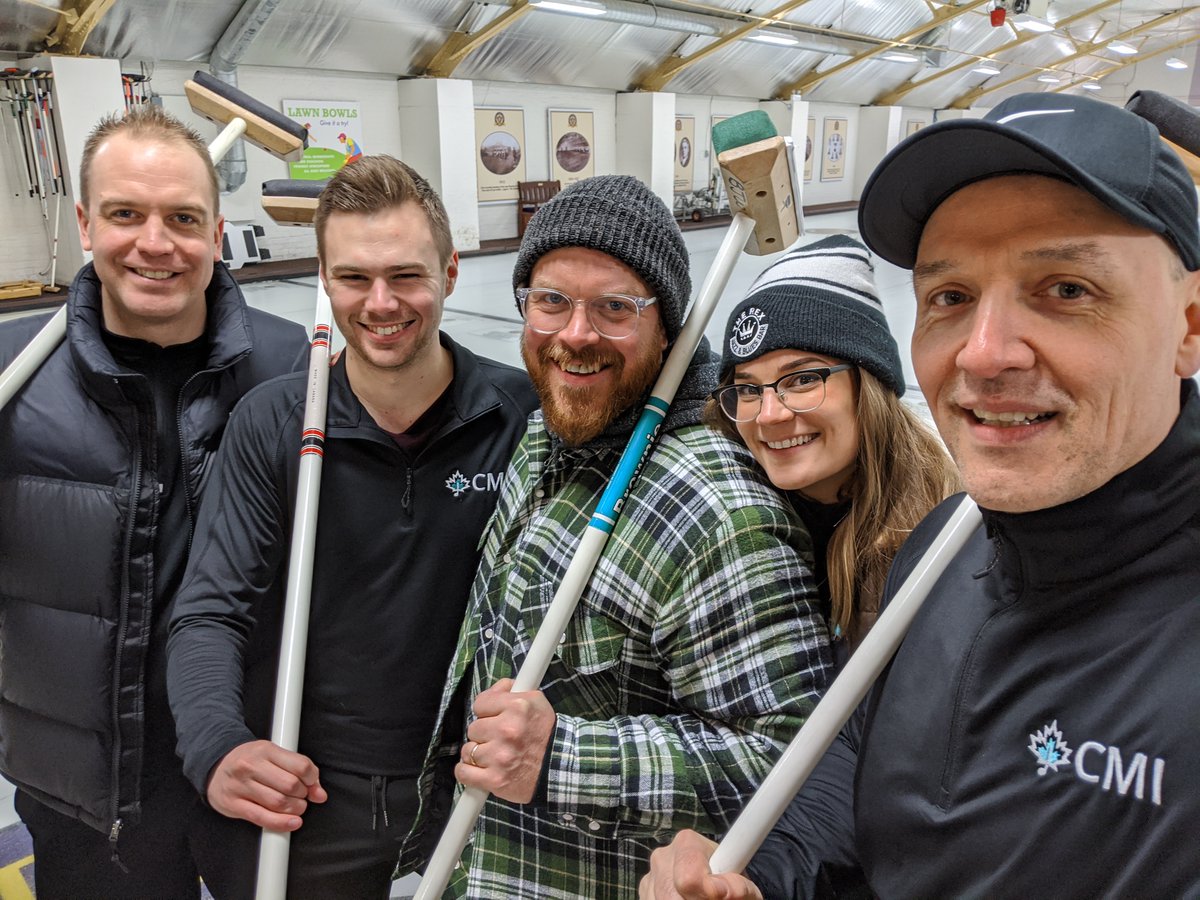 CMincubator's tweet photo. Team #CMI spent our Friday last week at the sixth annual #UnisonRocks Charity Bonspiel curling and sweeping “with passion” in support of @UnisonFund at the High Park Curling Club! https://t.co/B8AX8RlfxA