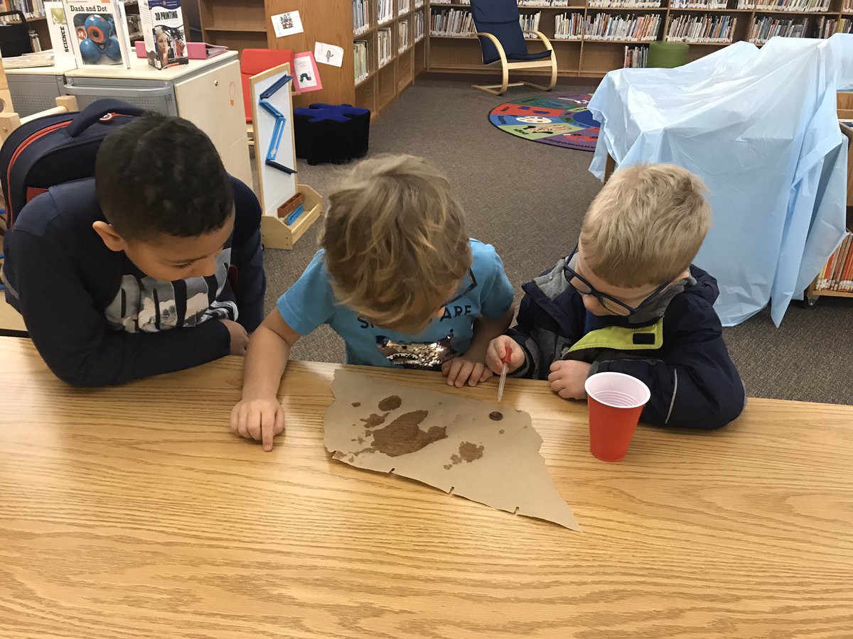 MrsMRuff's tweet photo. I’m having fun with the Kindergarten and First graders in STEM Club! Today was day 2 of STEM Club! We learned that water is “sticky” & has surface tension by seeing how many drops of water we could fit on a penny before it spilled over. #vbrocks @sdjvanburen #sdjstem https://t.co/Nft8VBJILc