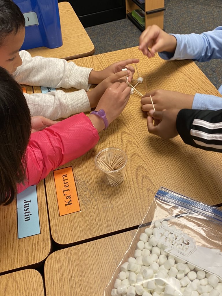 BestKidsofAll's tweet photo. 100th Day of School STEM Challenge: all hands helping to try to build the tallest tower with 100 toothpicks and mini marshmallows!  A fun project for all! https://t.co/Cv3tqFCKzJ