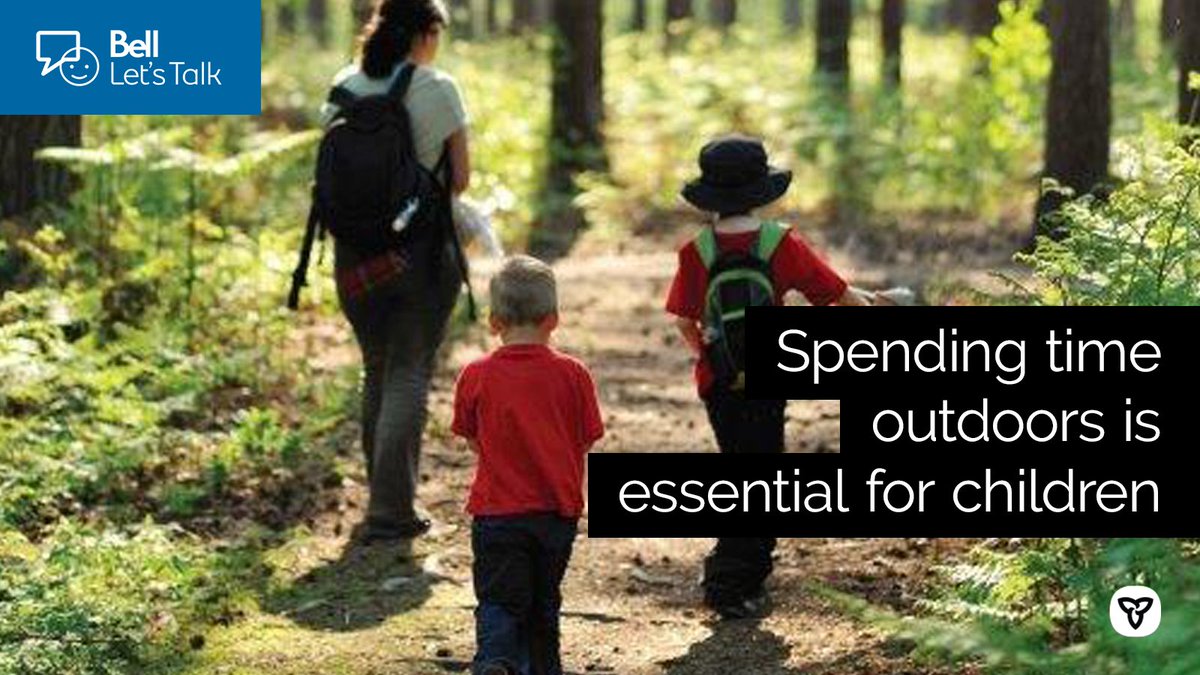 ONresources's tweet photo. Green time > Screen time! Spending time outdoors is essential to every child's development, health and well-being. Make it a family commitment to get outside and explore Ontario’s natural wonders. #BellLetsTalk https://t.co/mP2xhqXY2m