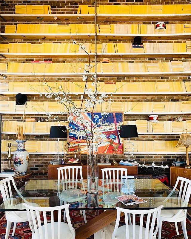 UnionCampNC's tweet photo. Mostly happy (and a bit worried?) to see all the beautiful quince in town popping so early. Pictured here in a tall vase on my slick modern table! Wood with Italian marble. In store (though the painting, chairs and credenza have sold! Sorry!). Open 11-6. https://t.co/3LOXUVIcm1 https://t.co/P1egHqF4wR