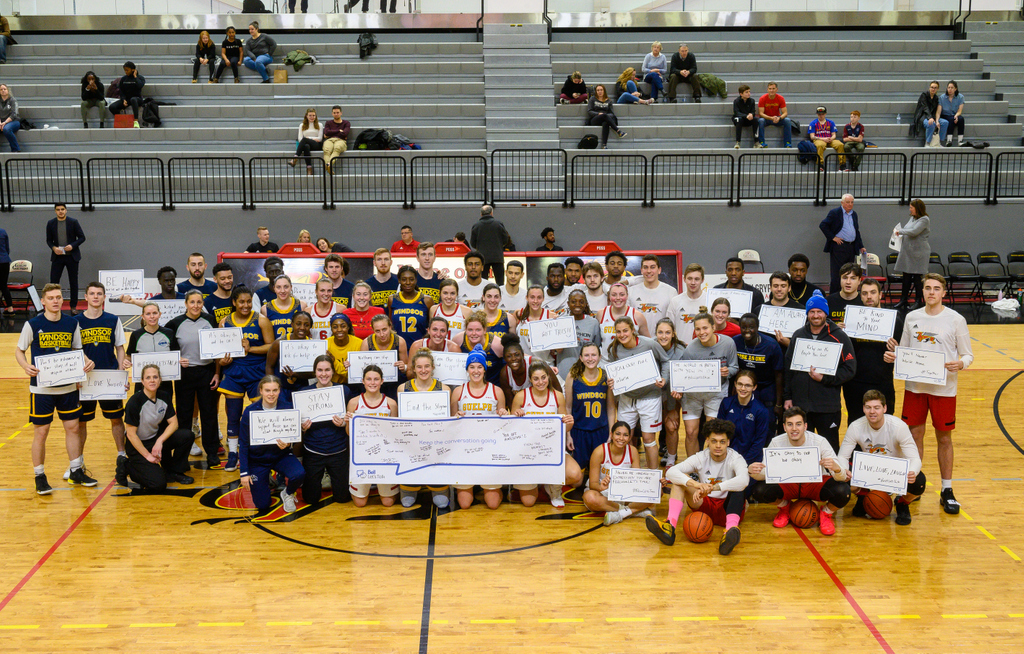 guelph_gryphons's tweet photo. 💙 8 different teams - 1 great cause. (Jan. 25) #BellLetsTalk @Bell_LetsTalk 

For details on #BellLetsTalkDay on-campus, events &amp; mental health resources at the @uofg visit https://t.co/04WnOy9xGr 

#Oneteamformentalhealth @McMasterSports @WindsorLancers @OUAsport @USPORTSca https://t.co/F29LDgVy1J