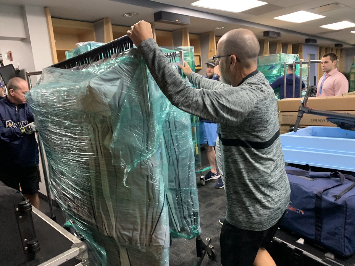 JCTSports's tweet image. It’s Truck Day at the Trop. #Rays clubbies are packing up the clubhouse ahead of spring training in Port Charlotte.