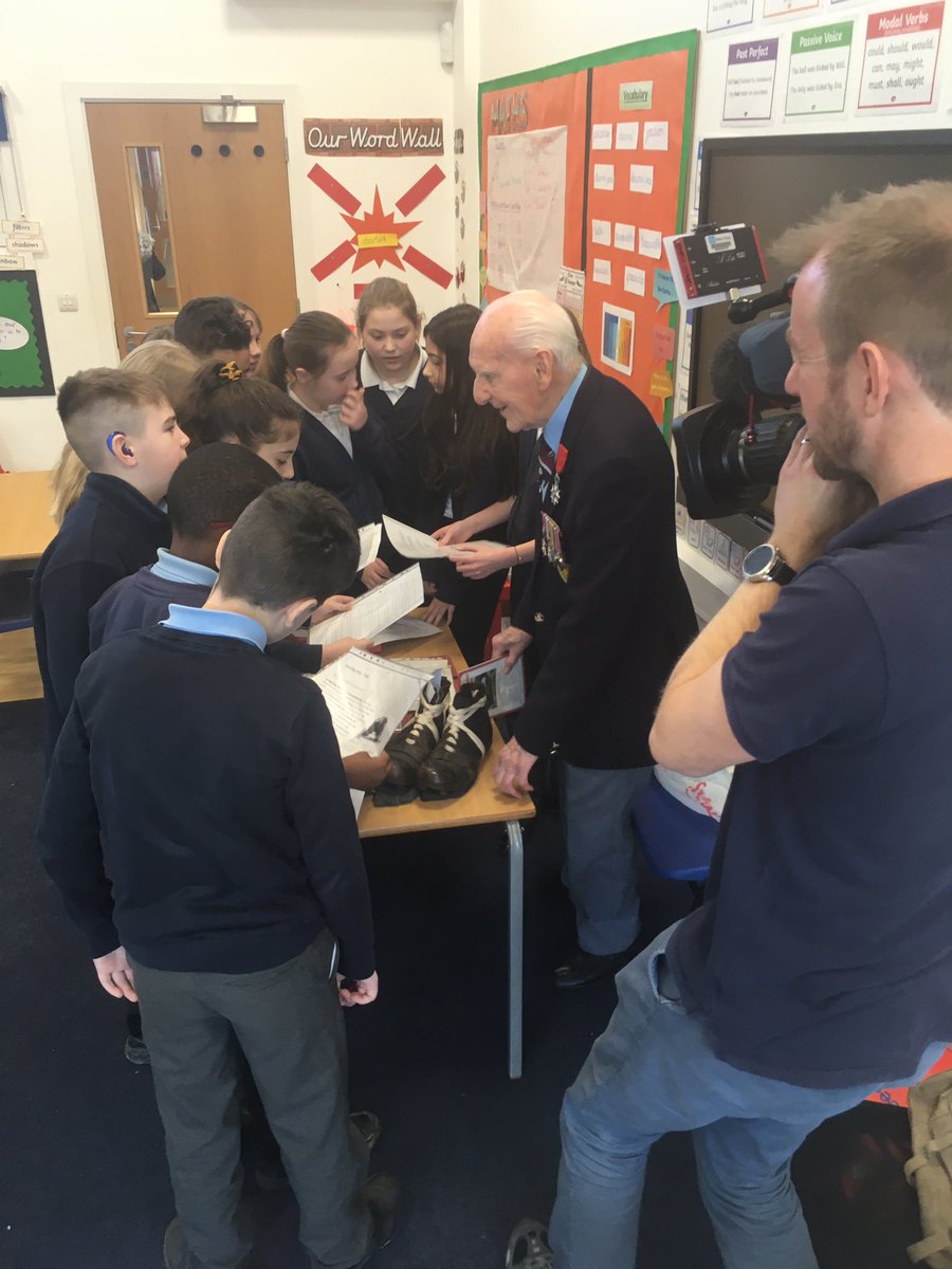 JonKeighren's tweet photo. Thank you to the children of Hungerford Academy in Crewe for welcoming D-Day veteran Bernard Morgan alongside @PoppyLegion @PopInMersey. The Year 6 kids were amazing! https://t.co/B636Y0NdmV