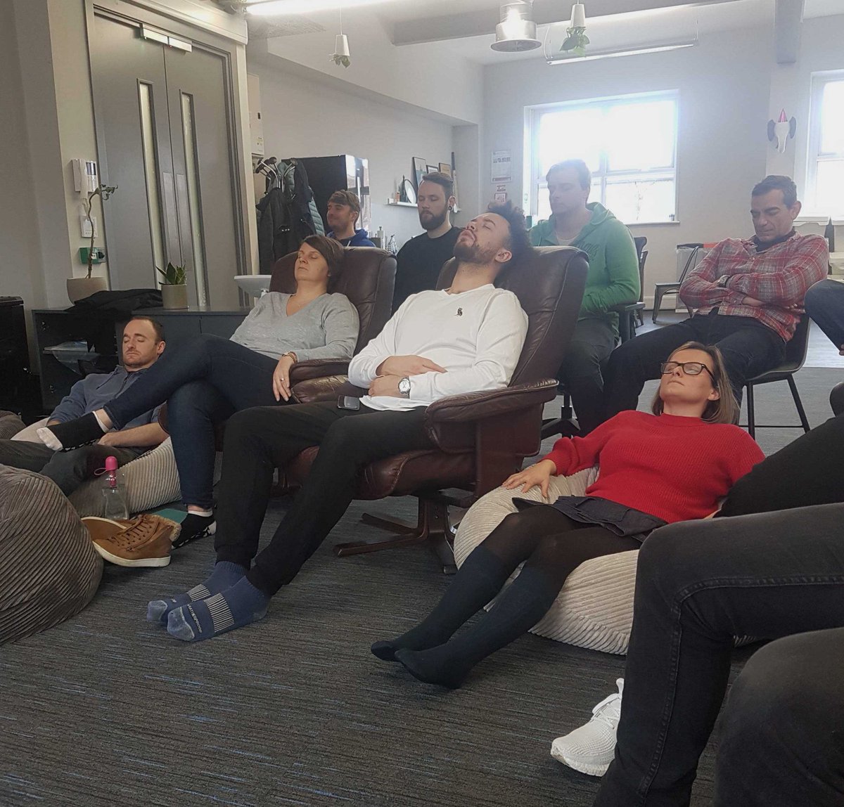 RotaCloud's tweet photo. The first ever RotaCloud 'Brain Food' lunchtime learning session was a pretty chilled one — a great talk, and loads of practical advice on how to get better quality sleep 💤 from @purelybalanced_'s Emma Cook. Thanks for coming in, Emma 🙂

#sleep #wellness #mentalhealth https://t.co/wGP7IBJkVC