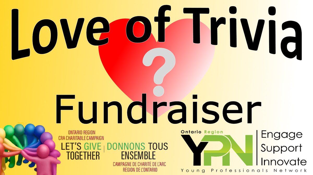 We are pleased to announce the ORYPN/CRACC Annual Signature Event: Trivia!🎉This event will be raising money for the 2020 CRA Charitable Campaign.

Belleville - Feb 19
Peterborough - Feb 19
Kingston - Feb 12

Please see the TSO-wide email for more details.
#locallove❤️#CRACC2020