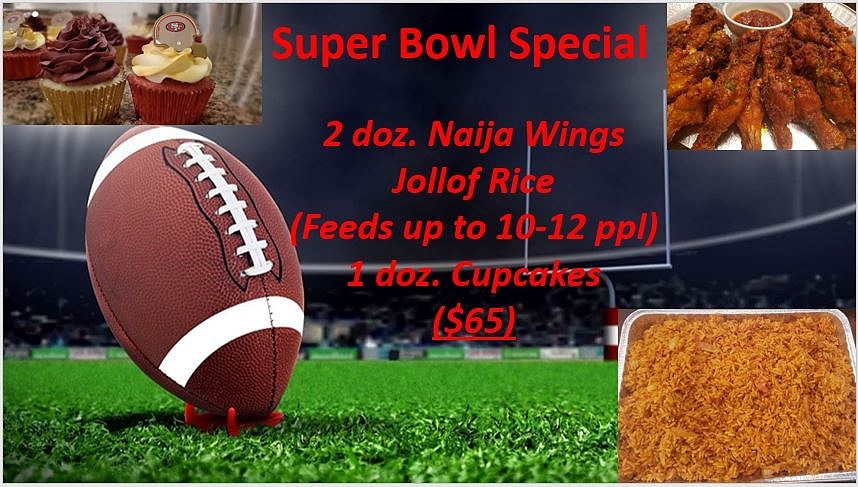9jaKitchen's tweet photo. Your tastebuds demanding some deliciousness this Sunday???  Just simply place your orders today!!! #YoursTruly #SuperBowl2020 #RedVelvetRecipes #NaijaSoulKitchen https://t.co/VtDnonX1sf
