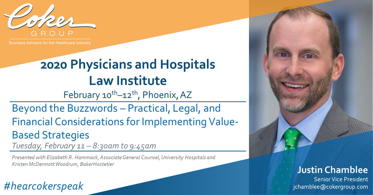 📅Are you struggling with the reimbursement landscape and how best to compensate physicians? <a href="/Justin_Chamblee/">Justin Chamblee</a> is speaking with Elizabeth Hammack &amp; Kristen Woodrum about changing compensation strategy to align incentives with policy/quality measures. #HearCokerSpeak <a href="/healthlawyers/">Mental Health Initiative for Lawyers</a>