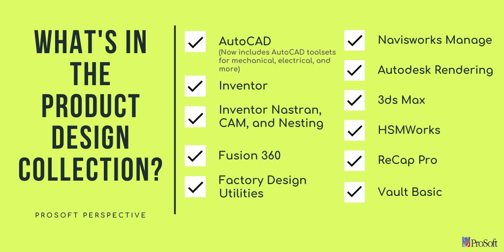 ProSoft_AEC's tweet image. We sometimes get asked what&apos;s included in the Autodesk Product Design Collection, so here&apos;s a summary!

#autodesk #productdesigncollection #autocad #inventor #fusion360 #navisworks #3dsmax