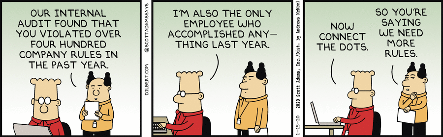 Violating Rules by Scott Adams dilbert.com/strip/2020-01-… via <a href="/Dilbert_Daily/">Dilbert</a> #GTD